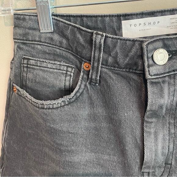 Topshop Straight Washed Black Ankle Jeans 25 - Picture 5 of 10
